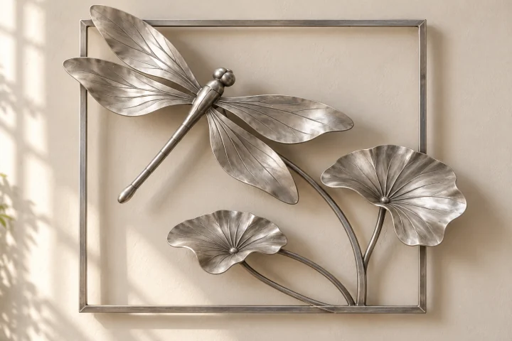 Pond Window open-frame wall art in satin silver tone, square frame