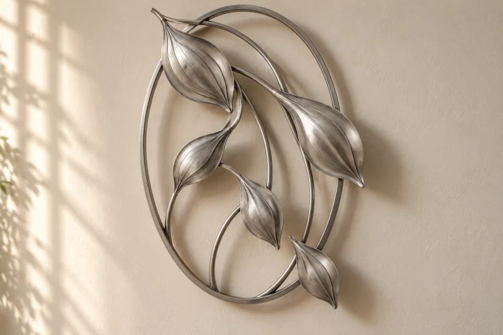 Rain Seeds open-frame wall art in satin silver tone, tall oval frame