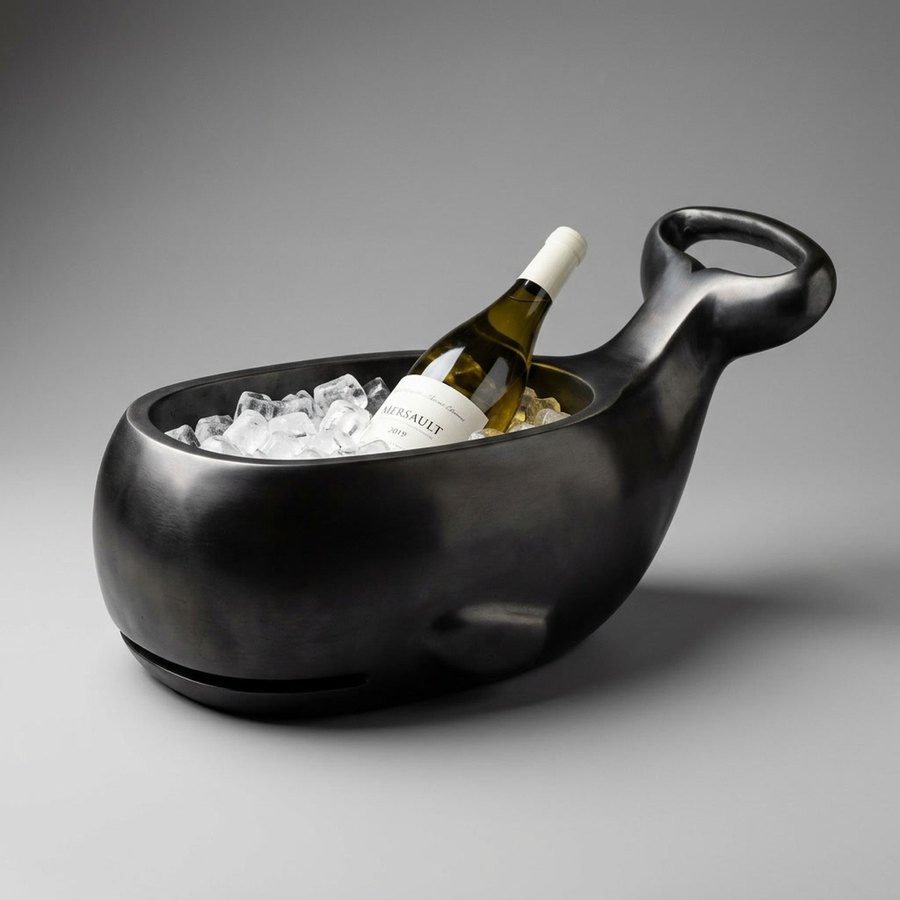 Whale Wine Cooler — Sand-cast aluminium · Oxidised black
