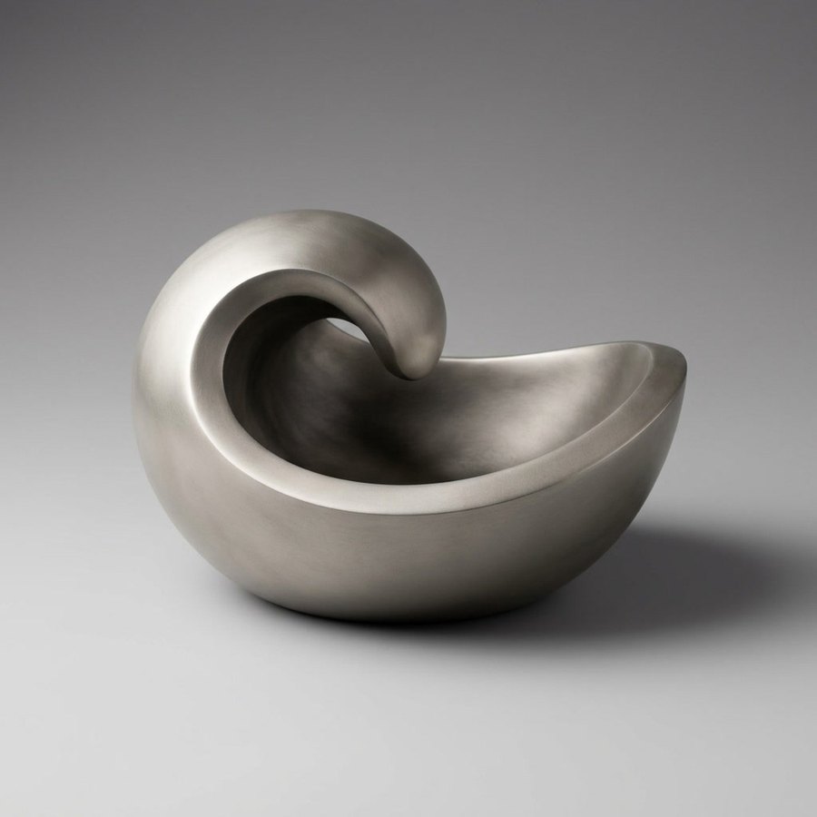 Wave Serving Bowl — Sand-cast aluminium · Aged pewter