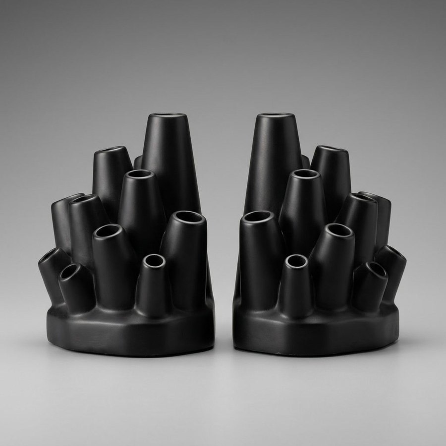 Barnacle Bookends — Sand-cast aluminium · Oxidised black