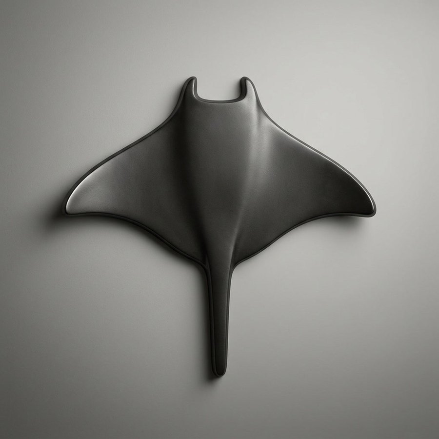 Ray Wall Relief — Sand-cast aluminium · Oxidised black