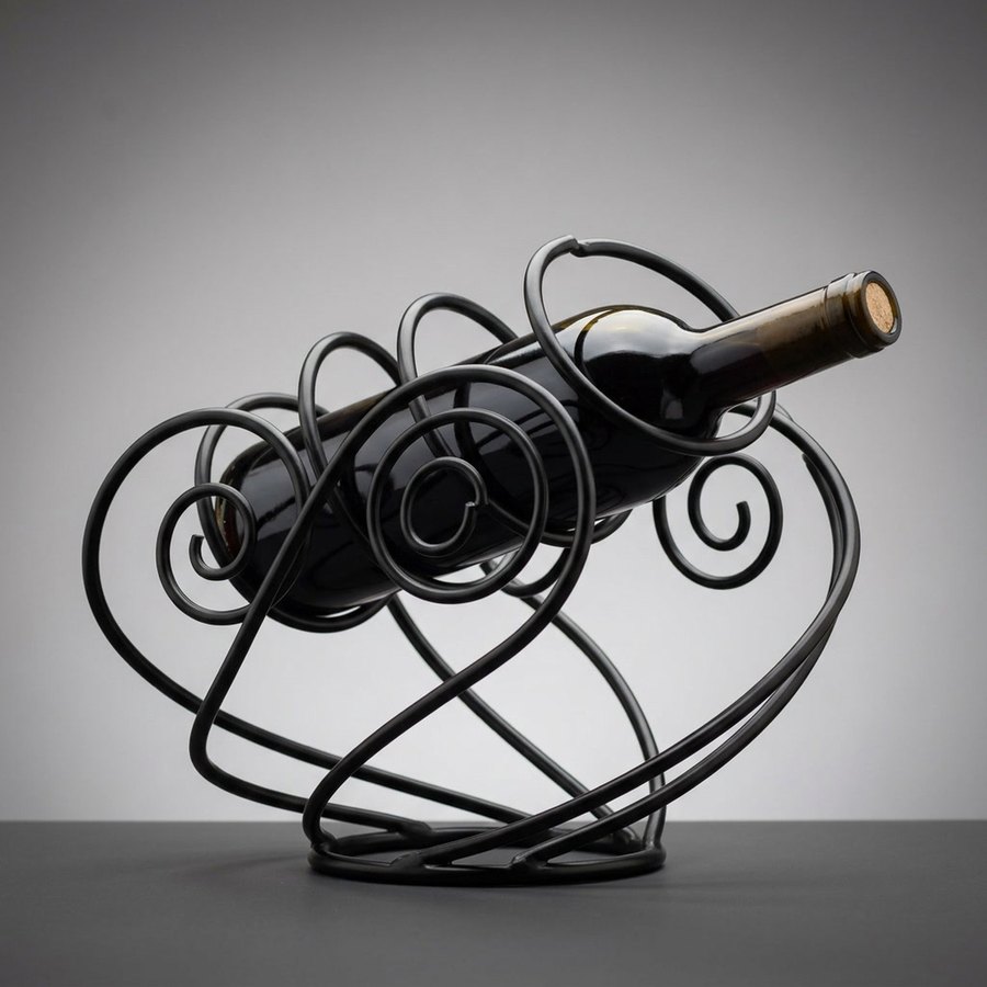 Octopus Bottle Holder — Hand-bent iron rod · Oxidised black