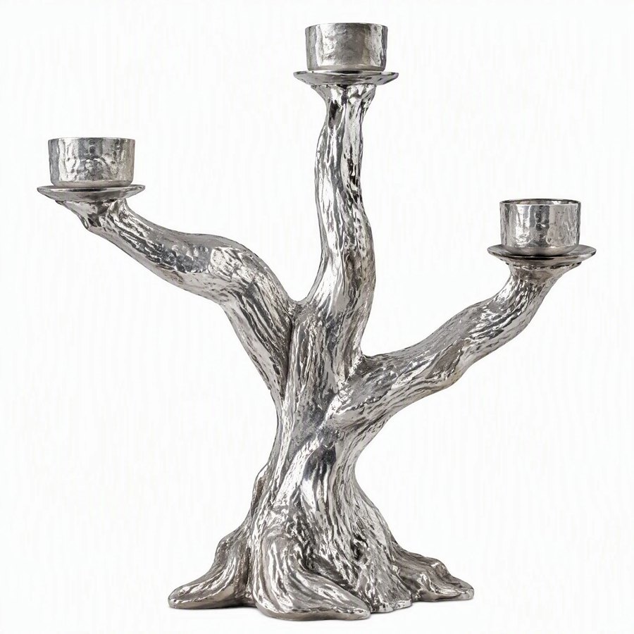Driftwood Candle Tree — Aluminium Sheet · silvery-grey