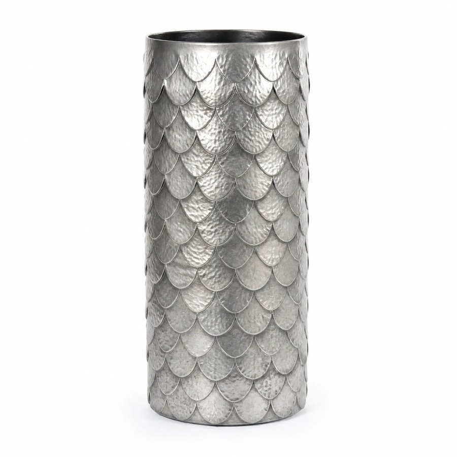 Fish Scale Vase — Aluminium Sheet · overlapping scale pattern