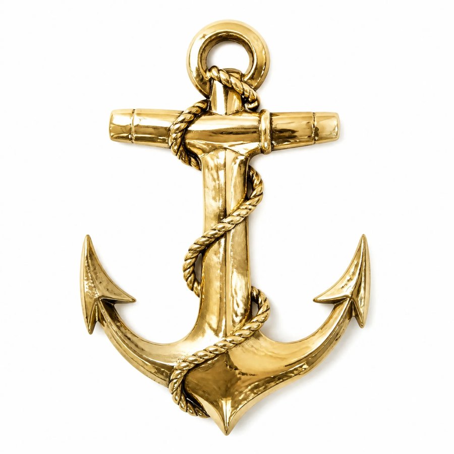 Anchor Wall Decor — Polished Brass Sheet · bright golden reflective brass
