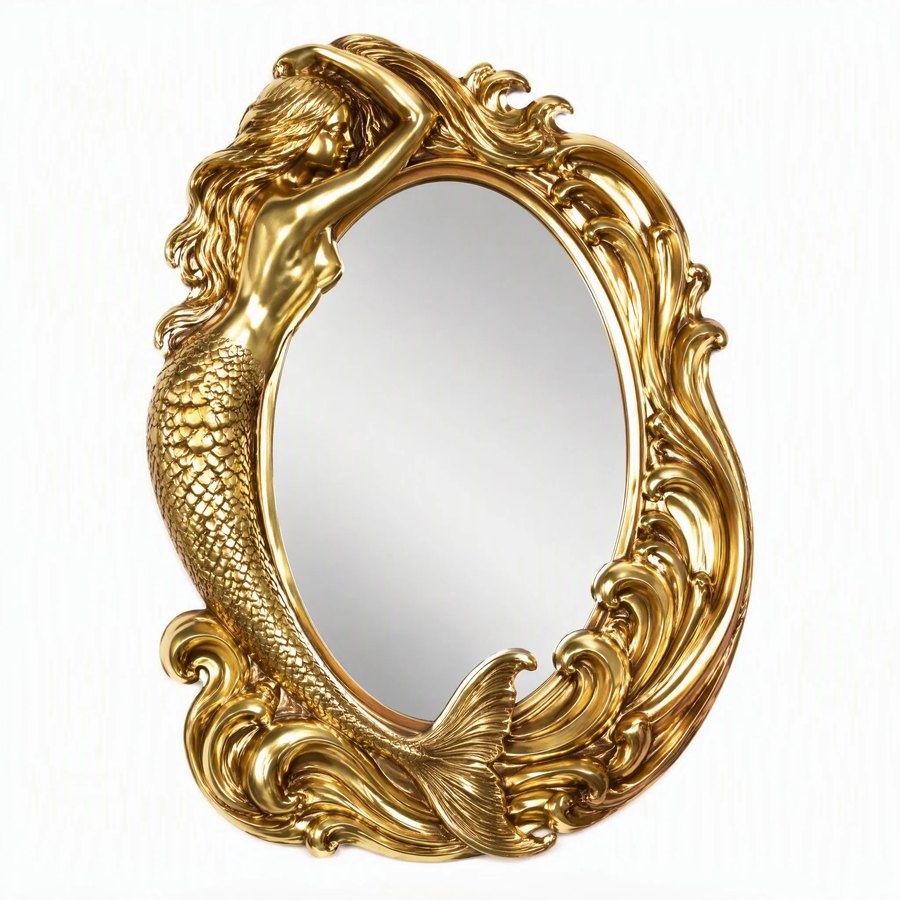 Oval Wave Mirror Frame — Polished Brass Sheet · simple flowing wave border