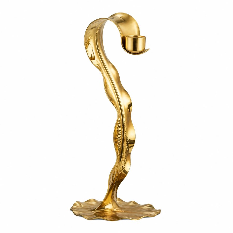 Kelp Candlestick — Polished Brass Sheet · bright golden brass