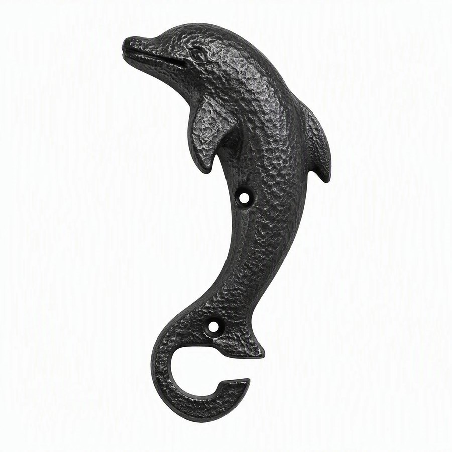 Dolphin Bottle Opener — Wrought Iron · hand-forged dark charcoal iron