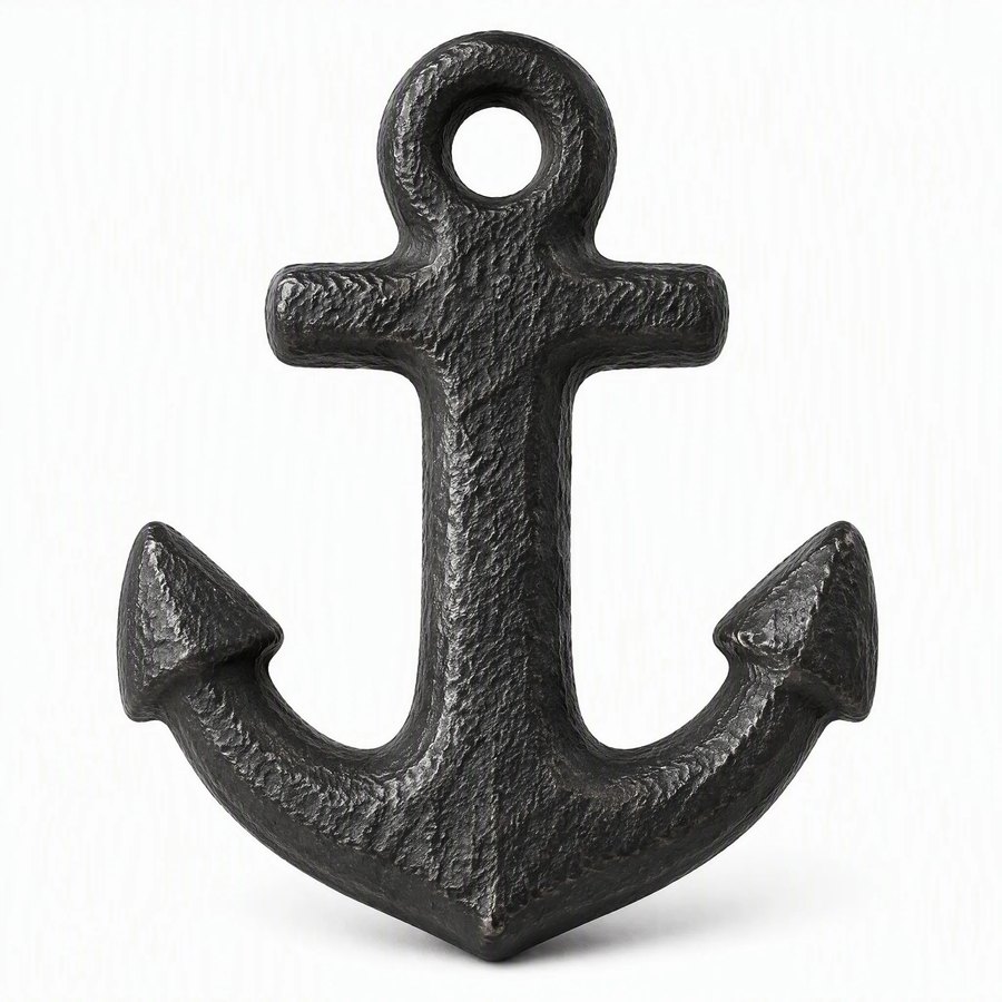Anchor Paperweight — Wrought Iron · hand-forged dark charcoal iron