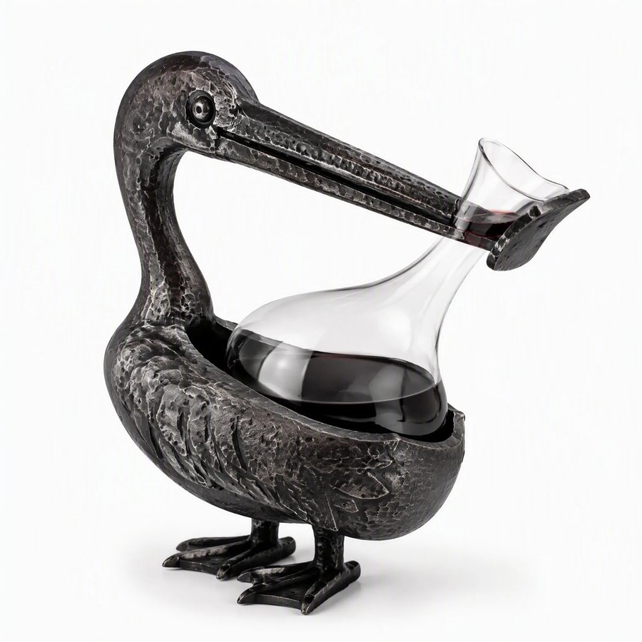 Pelican Decanter Stand — Wrought Iron · hand-forged dark charcoal iron