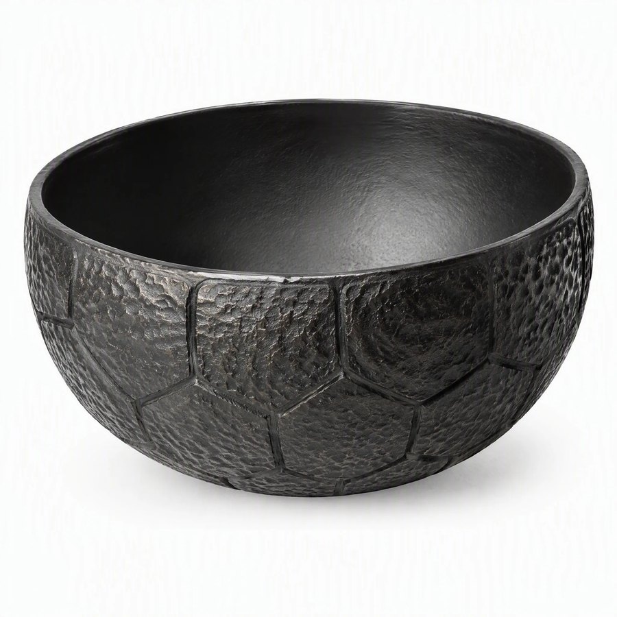 Turtle Shell Serving Bowl — Cast Metal · hand-forged dark charcoal cast metal