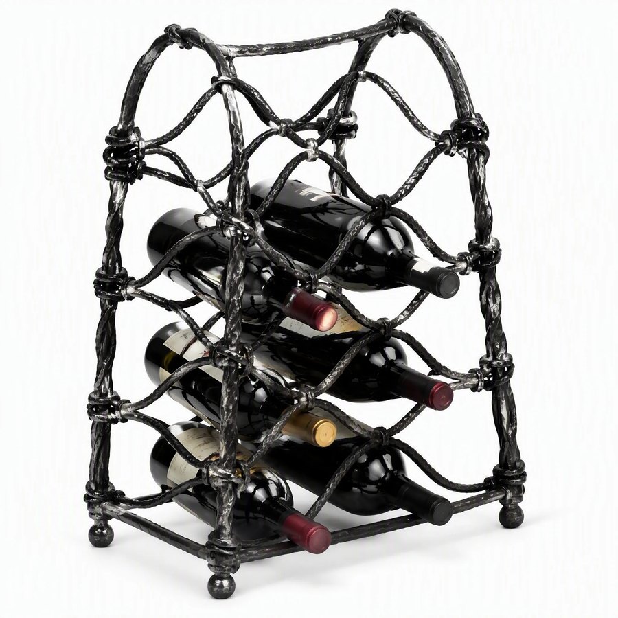Fishing Net Wine Rack — Wrought Iron · hand-forged dark charcoal iron