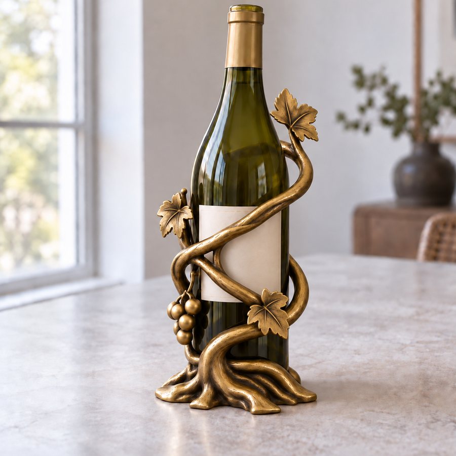 Vineyard Cuff Wine Bottle Holder — Brass · Antique brass