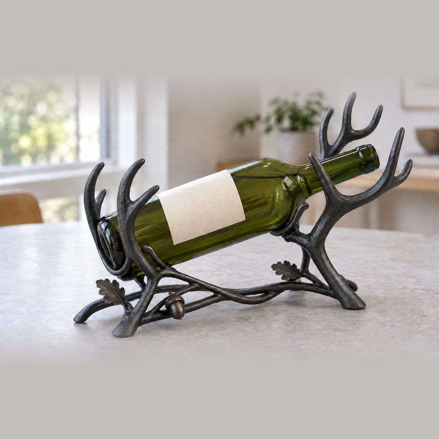 Stag Grove Wine Bottle Holder — Iron · Protected charcoal black