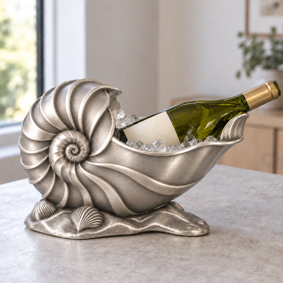 Nautilus Nest Bottle Chiller — Aluminium · Natural silver