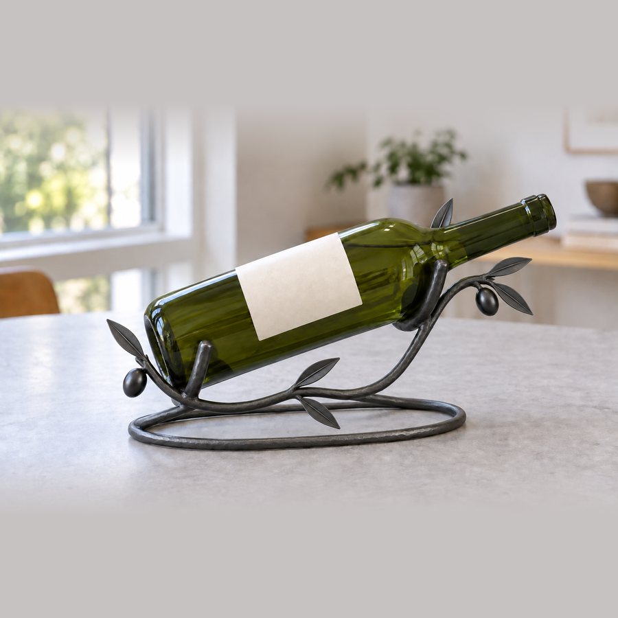 Olive Grove Wine Bottle Holder — Iron · Protected dark graphite