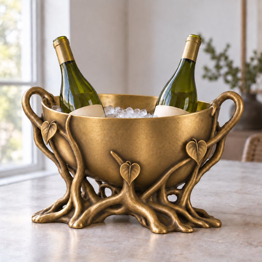Banyan Roots Ice Bucket — Brass · Antique brass