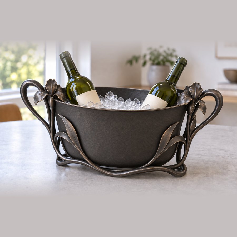 Iris Garden Ice Bucket — Iron · Protected matte graphite with soft hand burnished detail