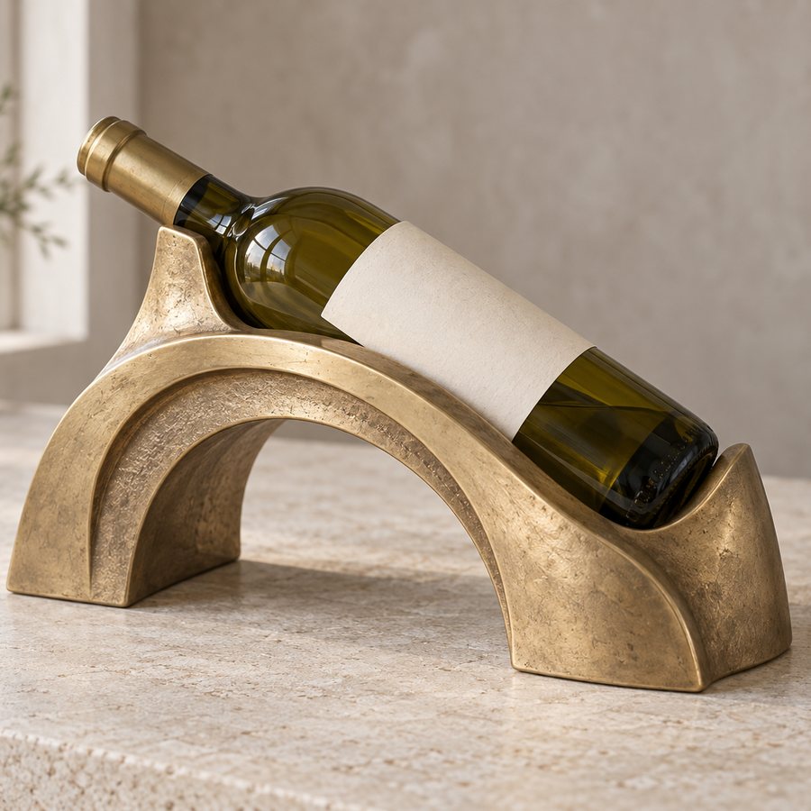 Arch Cradle Wine Bottle Holder — Brass · Antique brass