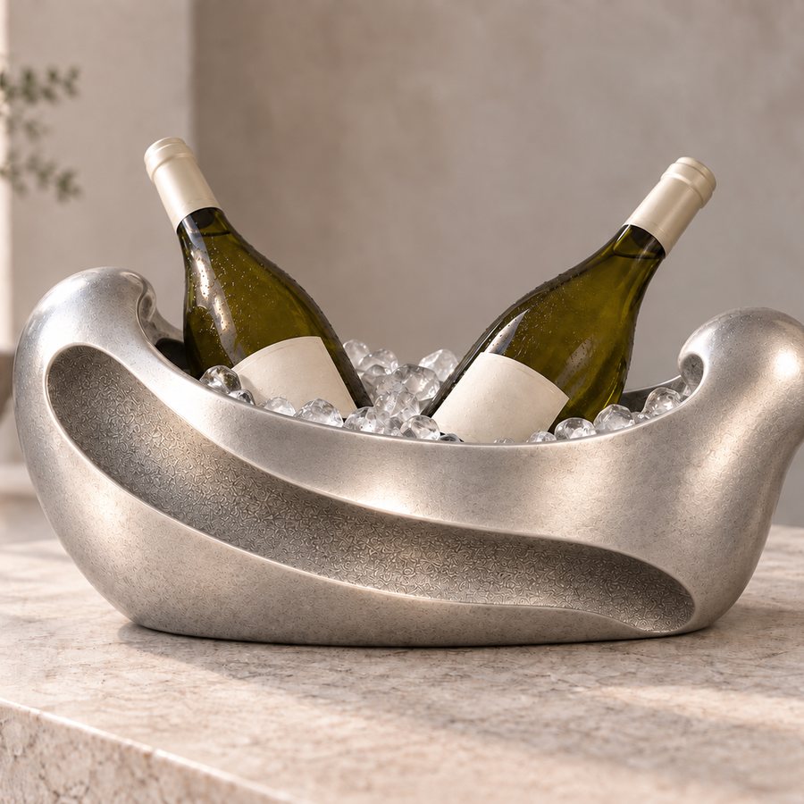 Current Bowl Ice Bucket — Aluminium · Natural silver