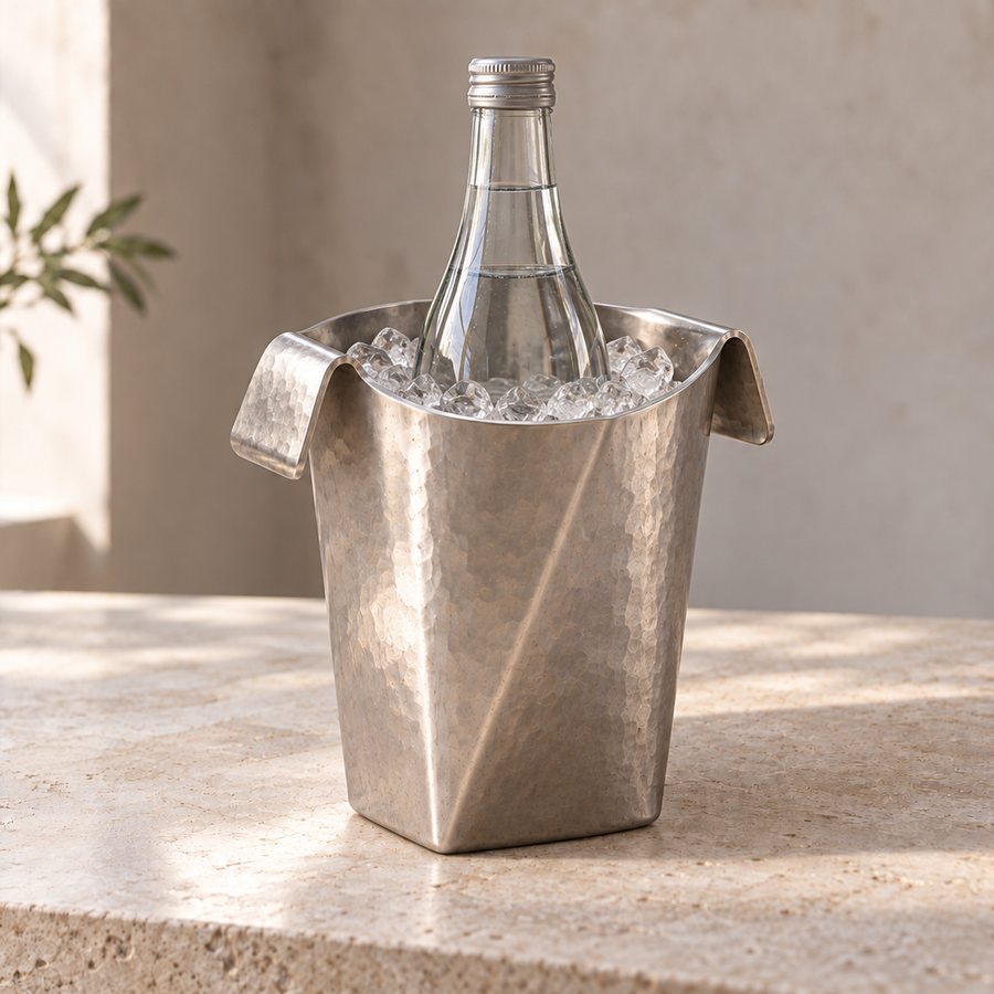 Folded Bottle Cooler — Stainless Steel 304 · Soft satin silver