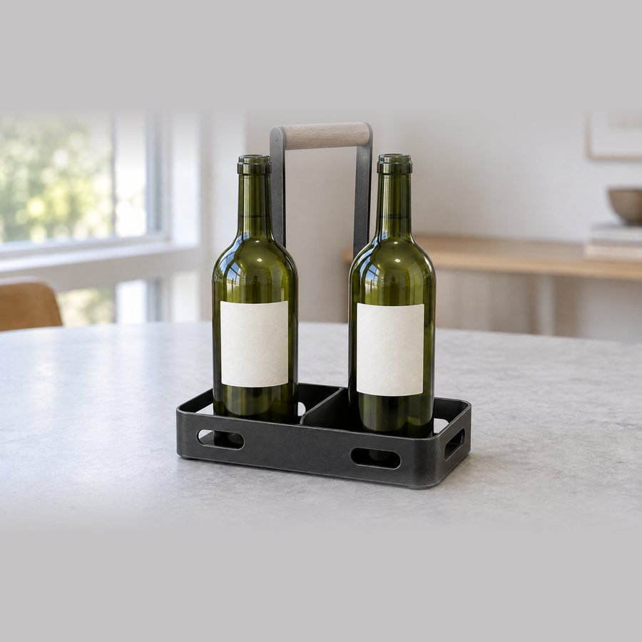 Porter Wine Bottle Carrier — Iron · Protected charcoal black