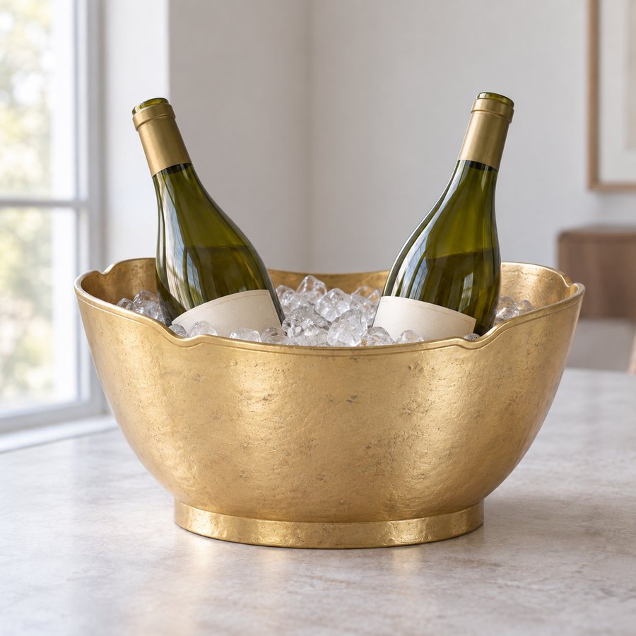 Scallop Ice Bucket — Brass · Soft antique brass