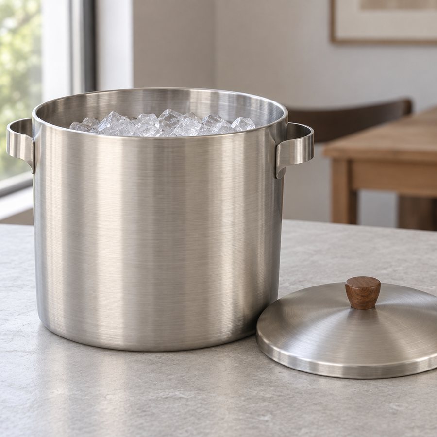 Drum Ice Bucket — Stainless Steel 304 · Satin brushed silver