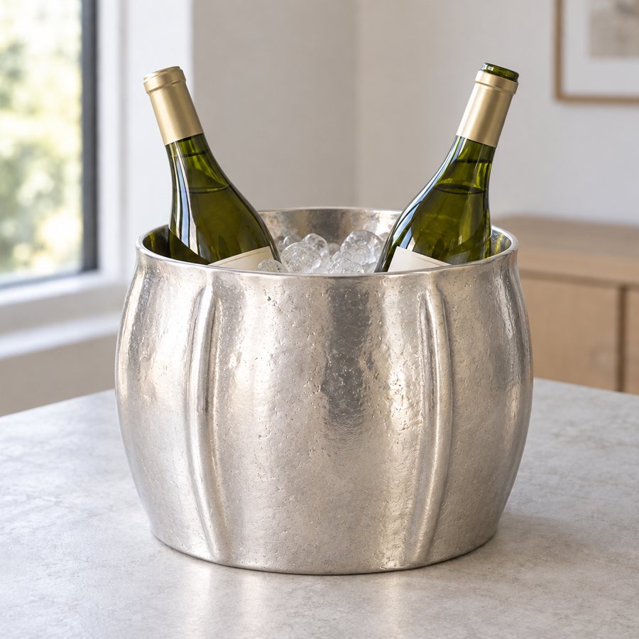 Ridge Ice Bucket — Aluminium · Hand buffed silver
