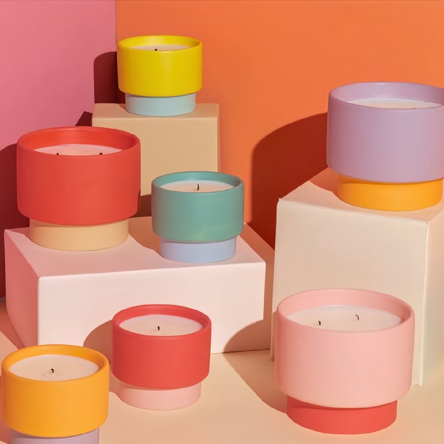 Colour-Block Candle Vessel Set — matte glazed ceramic candle vessels from the WB Inc Candle Collection
