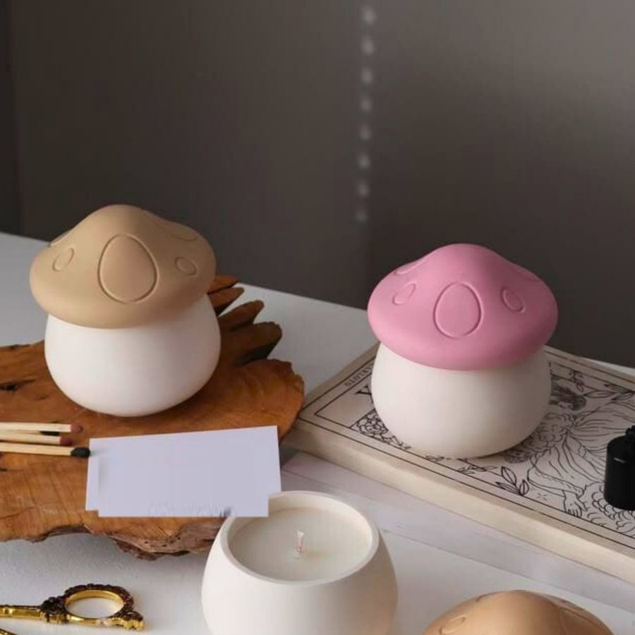Mushroom Lidded Candle Jar — Ceramic · sculpted lid · novelty gifting