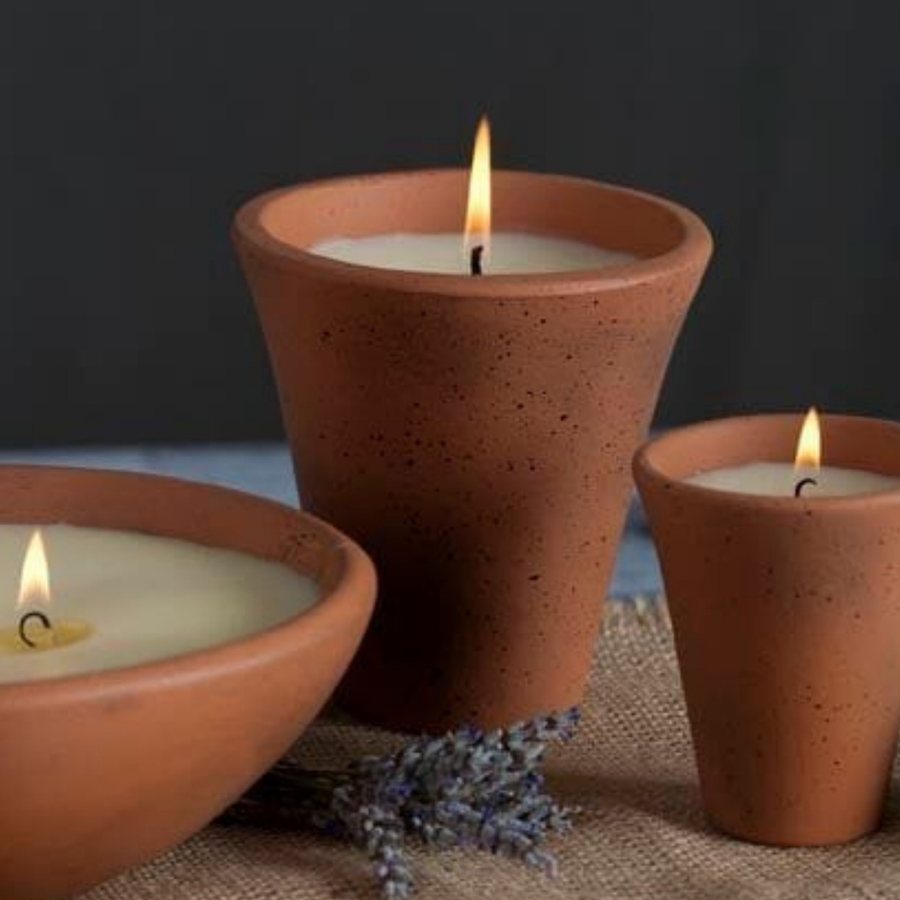 Rustic Bowl & Tapered Vessel Set — Terracotta · raw matte finish · nesting set