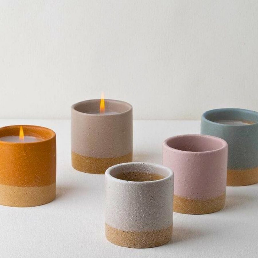 Half-Glazed Sandstone Cup — Stoneware · half-dip glaze · raw base