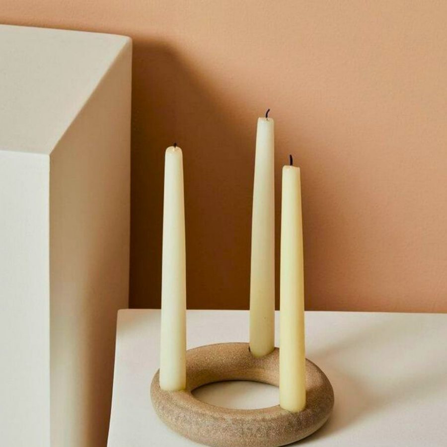 Ring Taper Candle Holder — Cast stone · ring form · three tapers