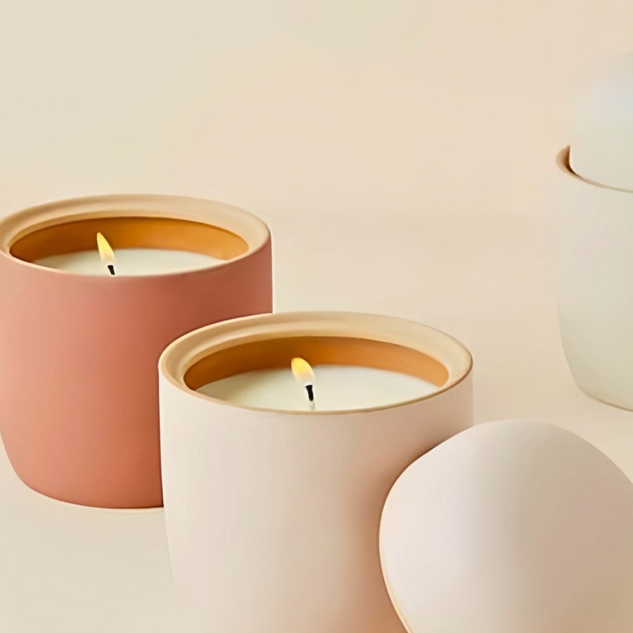 Minimal Candle Jar, Metallic Lining — Ceramic · matte body · metallic interior