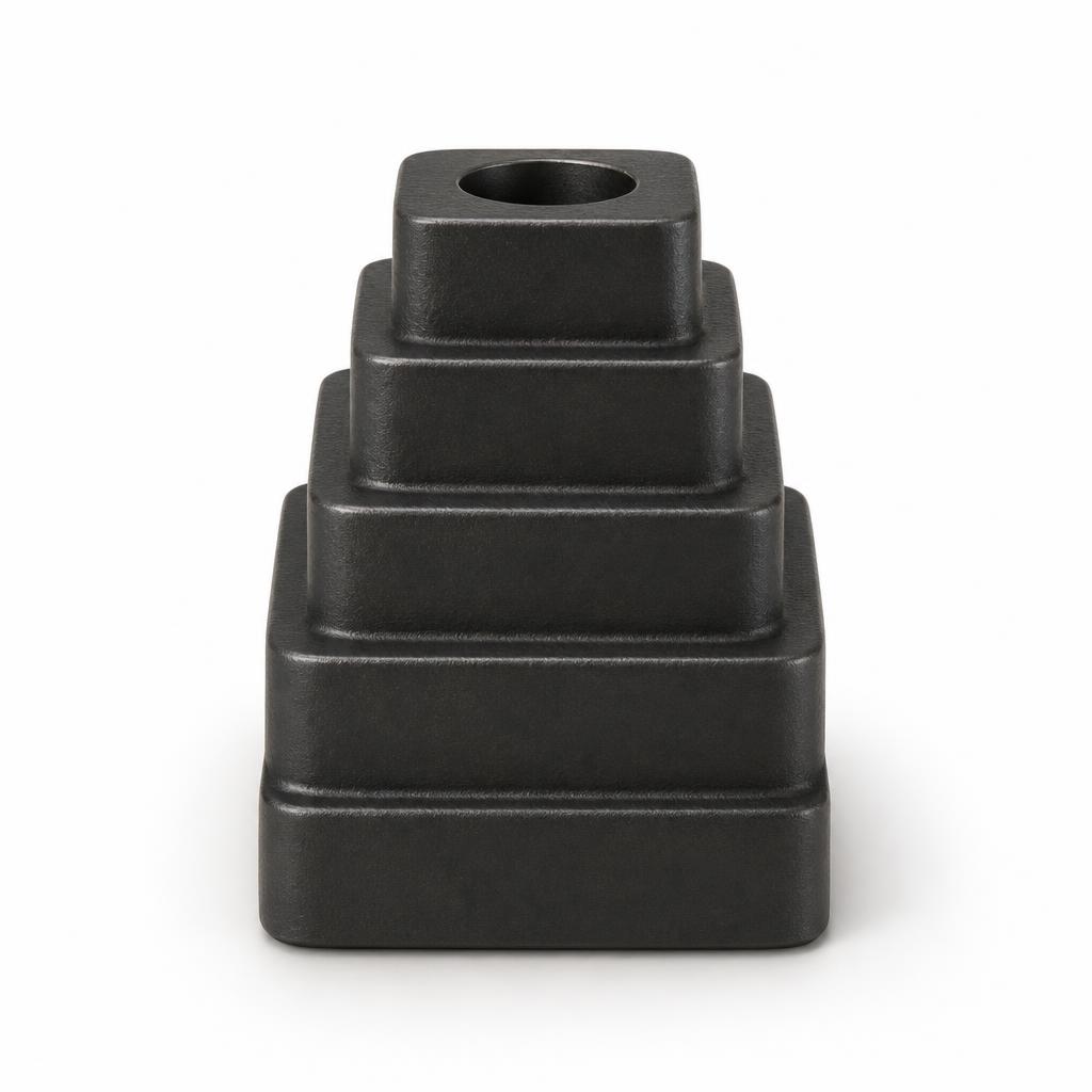Strata Taper 13 — Aluminium · oxidised black on aluminium · 8 x 8 x 13 (H)