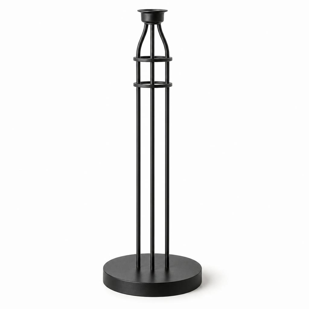 Reed 45 - bent-rod iron taper candlestick — angle view