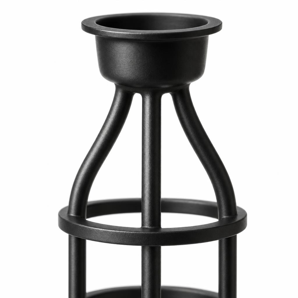 Reed 45 - bent-rod iron taper candlestick — detail view