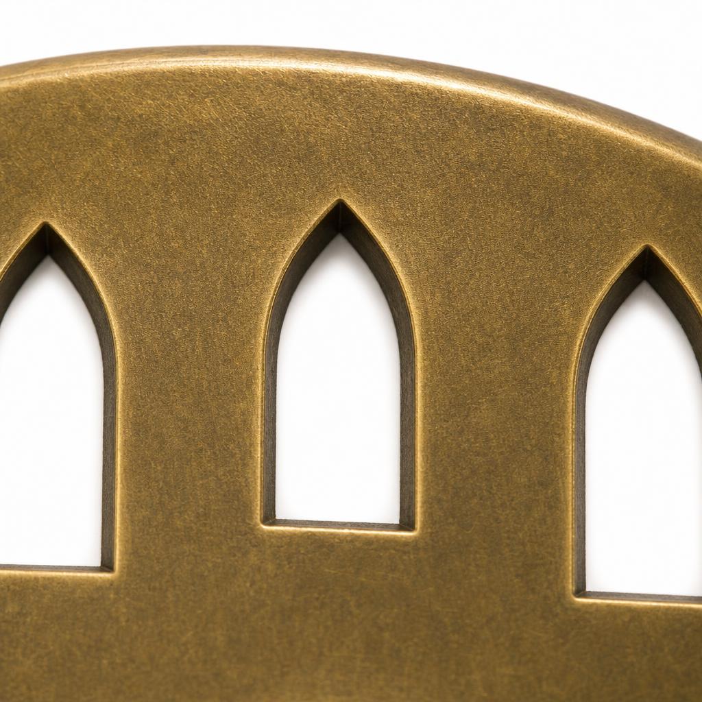 Arch Bobeche 80 - hand-pierced solid brass candle drip ring — detail view