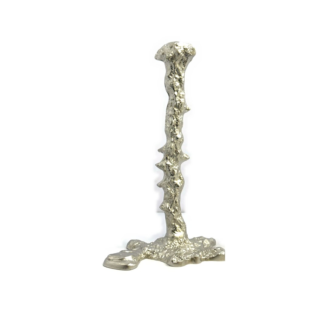 Molten Taper 40 - cast aluminium dripped-metal taper candlestick — profile view