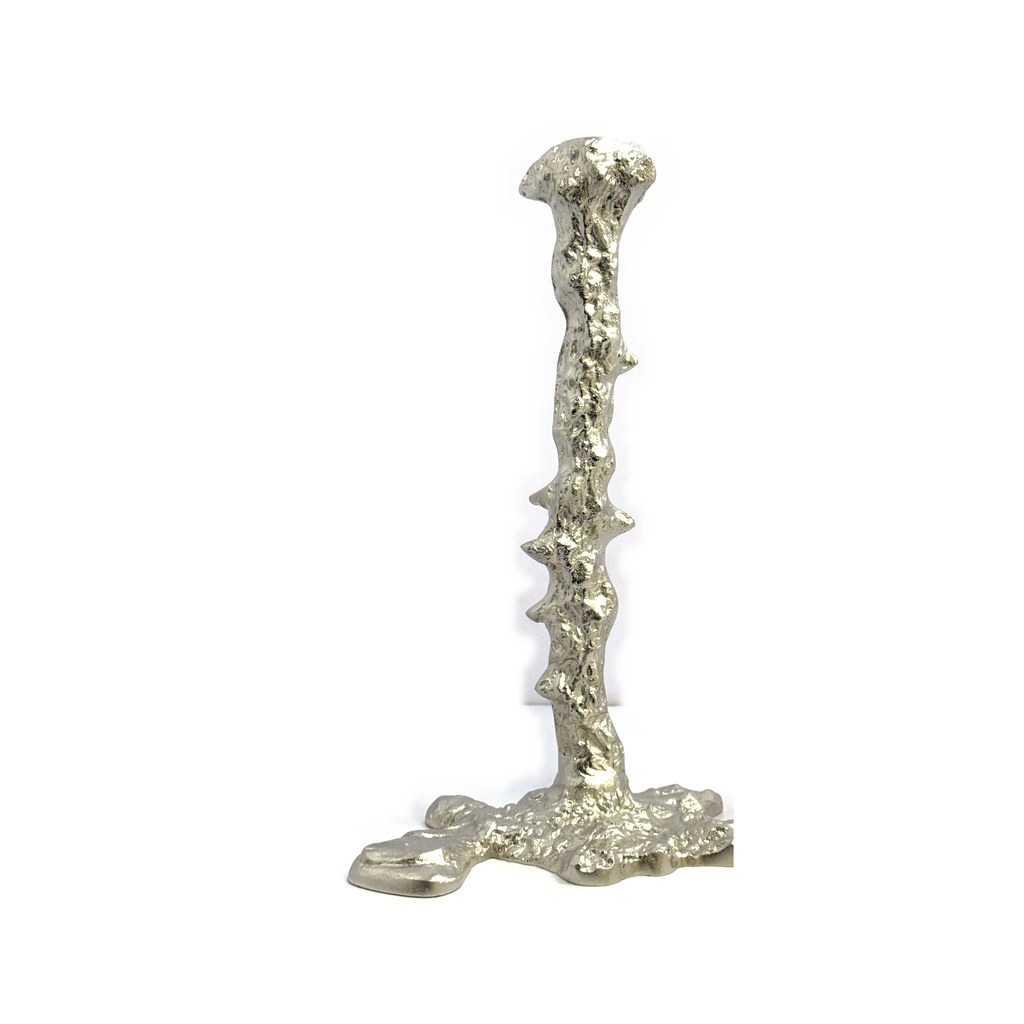 Molten Taper 40 - cast aluminium dripped-metal taper candlestick