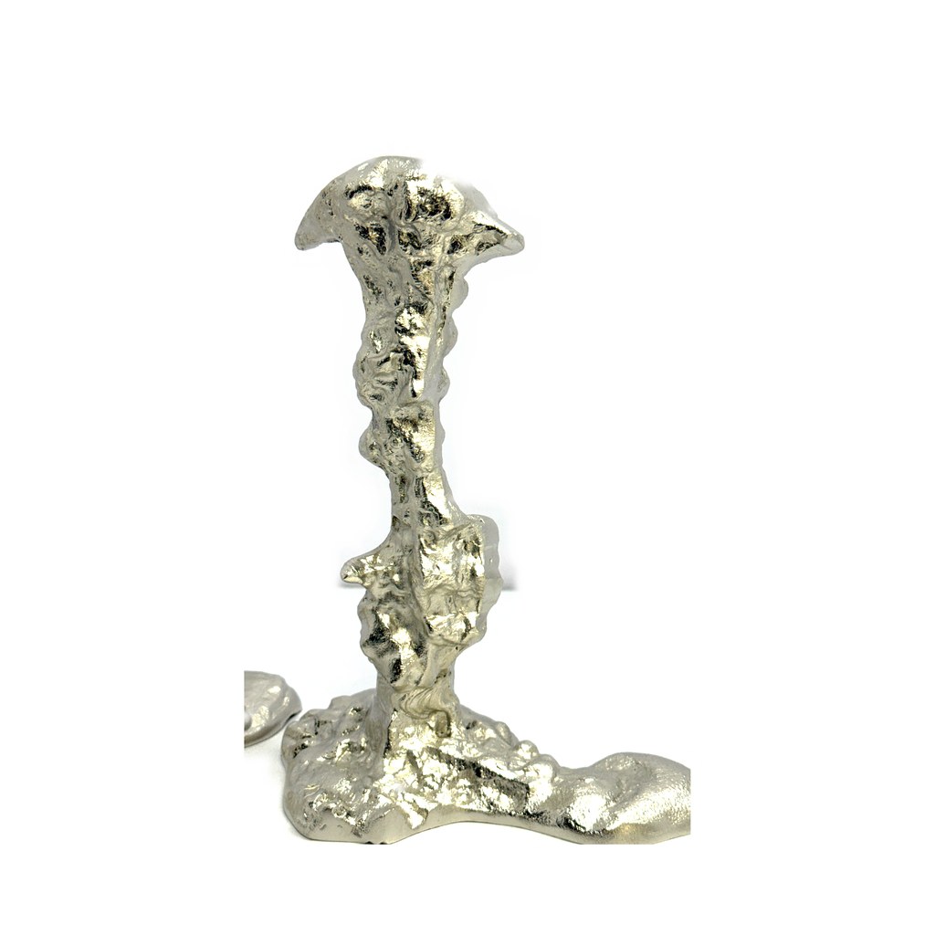 Molten Taper 24 - cast aluminium dripped-metal taper candlestick