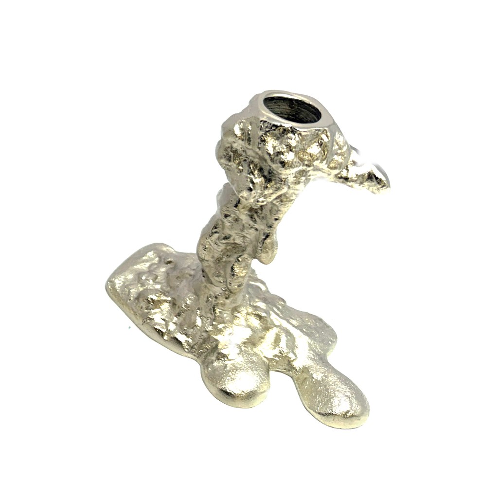 Molten Taper 13 - cast aluminium dripped-metal taper candlestick
