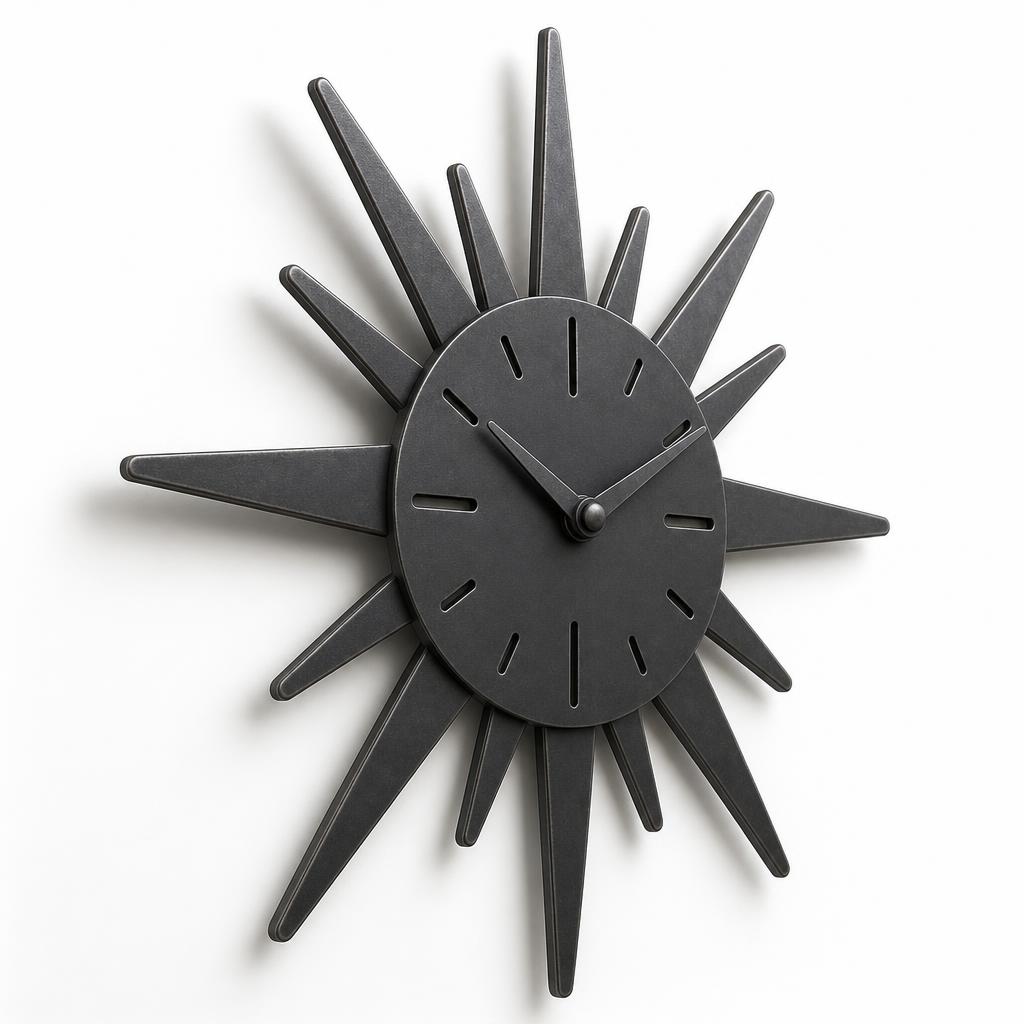 Pierced Iron Sunburst Clock 60 — angle view