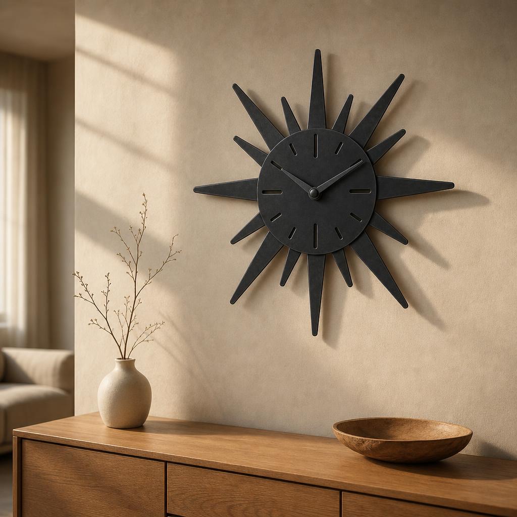 Pierced Iron Sunburst Clock 60 — lifestyle view