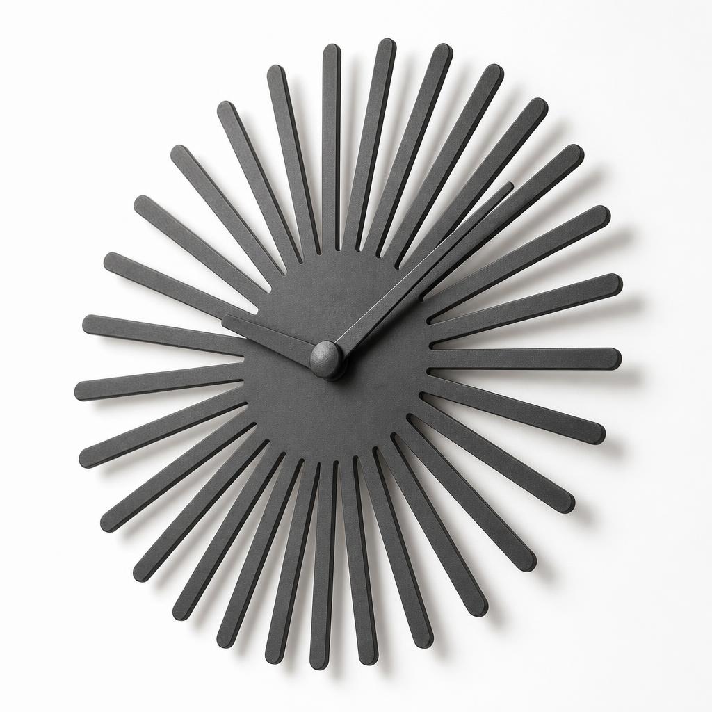 Pierced Iron Sunburst Clock 30 — angle view