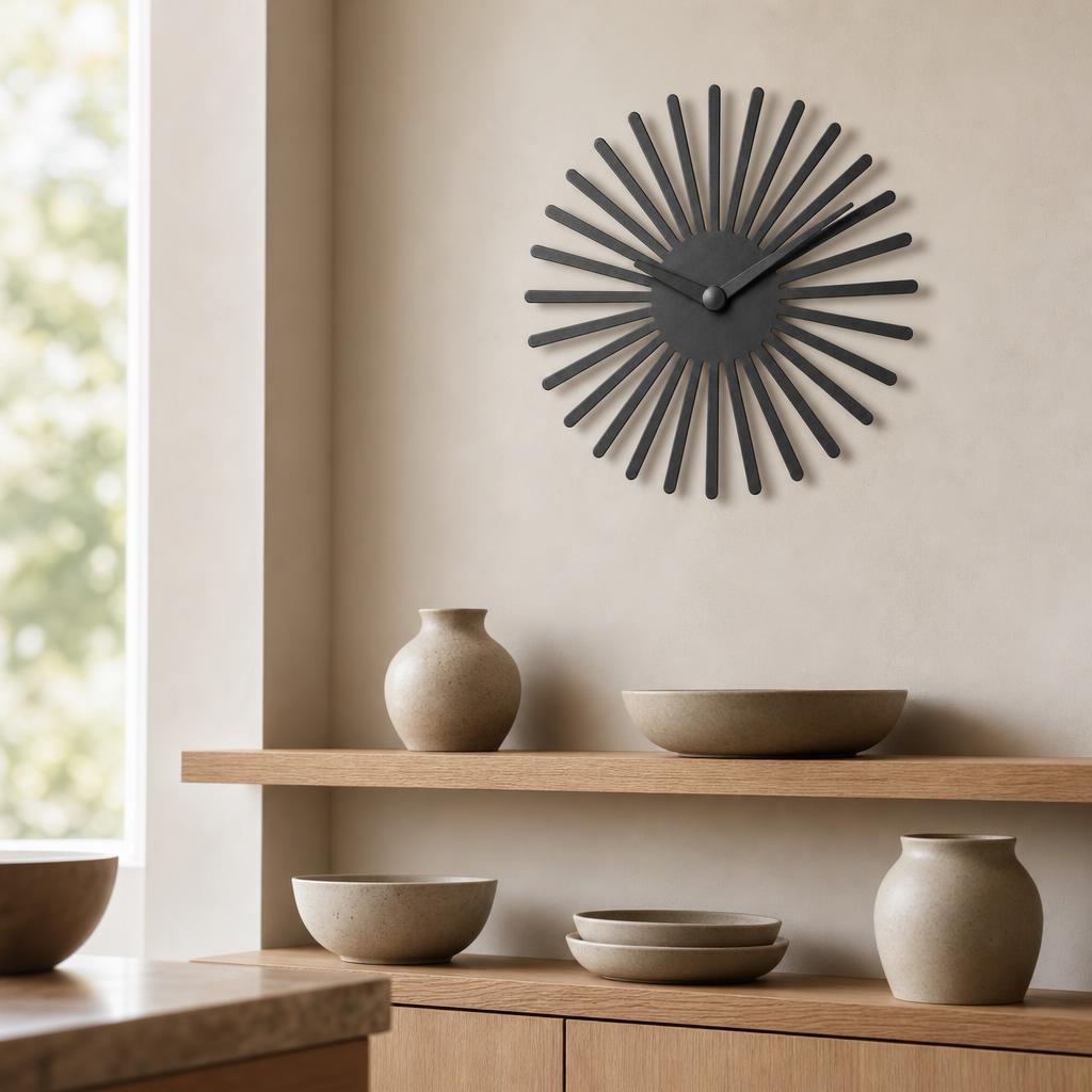 Pierced Iron Sunburst Clock 30 — lifestyle view