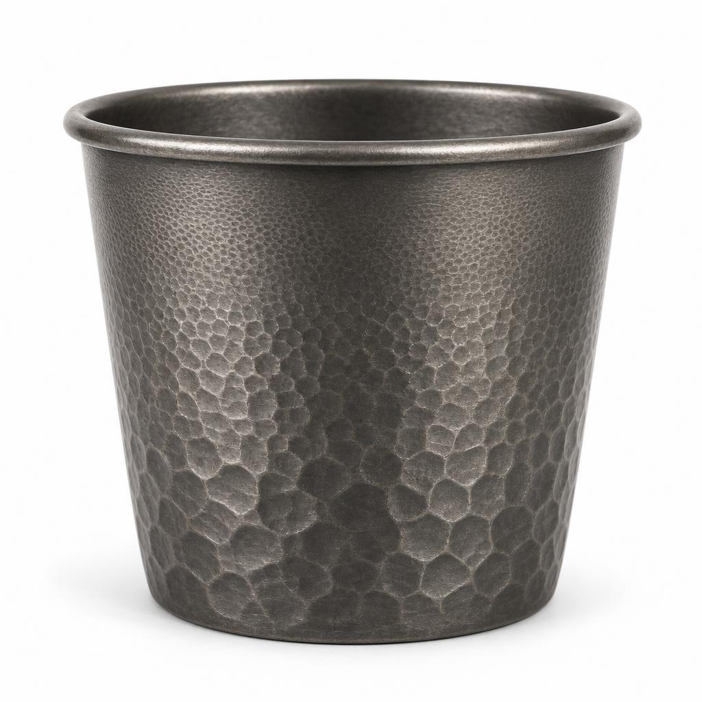 Dune Graded Band Cachepot 15cm — Aluminium · Aged pewter · 15 top dia x 13 base dia x 14 H