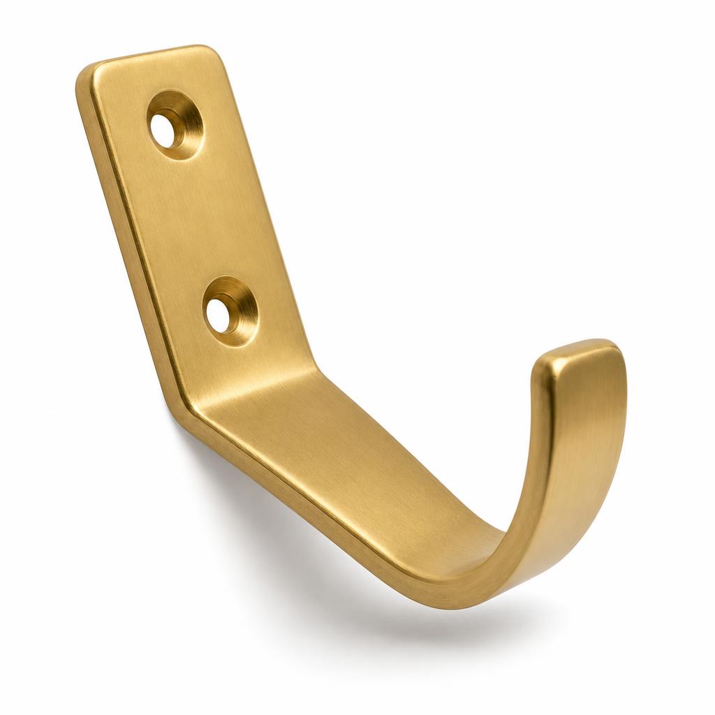Folded Plane Solid Brass Wall Hook — angle view
